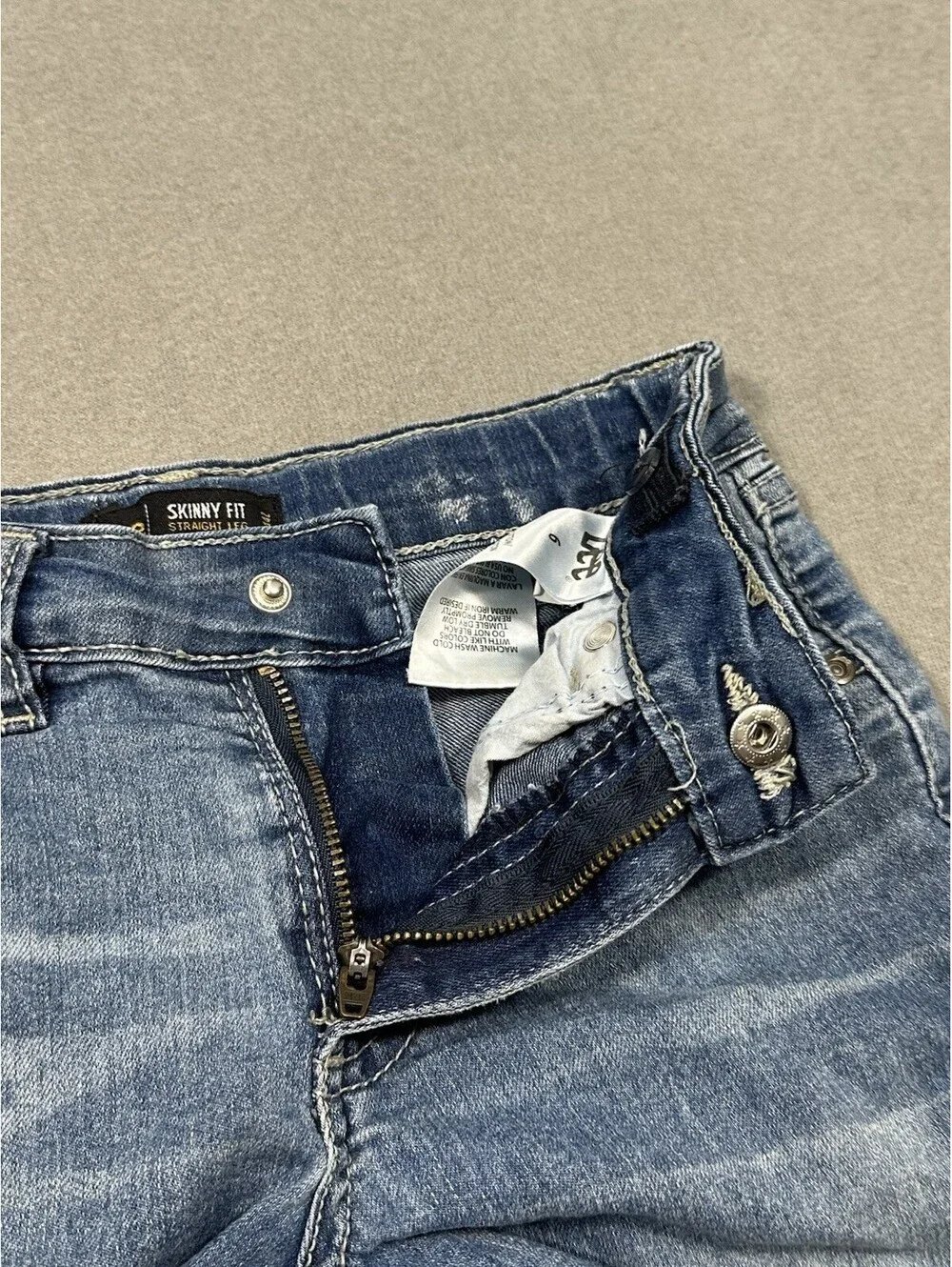 Lee Girls Skinny Fit 22x18 Straight Leg Jeans Size 6 Blue Stretch Denim